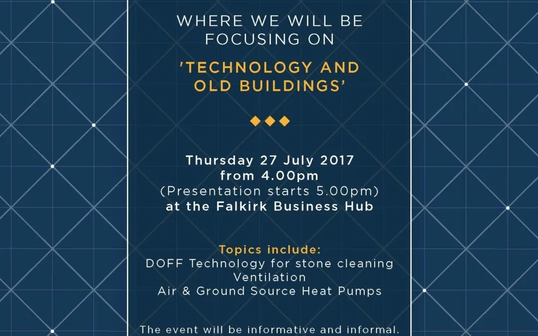 Invitation graphic for the Technology and Old Buildings CPD event