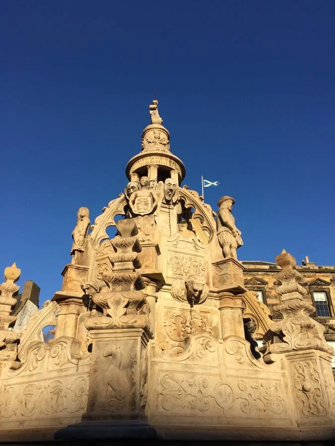 The historic Cross Well in Linlithgow during the conservation project